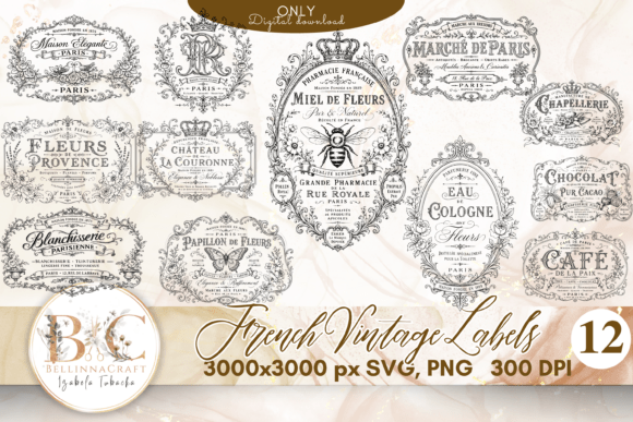 Download French Vintage Label SVG Bundle - Label Collection
