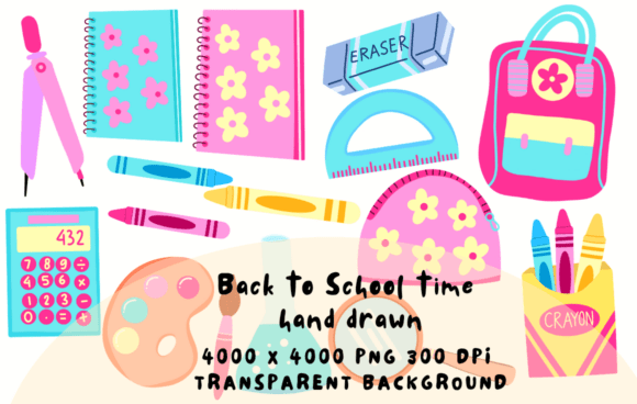 Download ​Back to School Time Hand Drawn Clipart - Time Collection