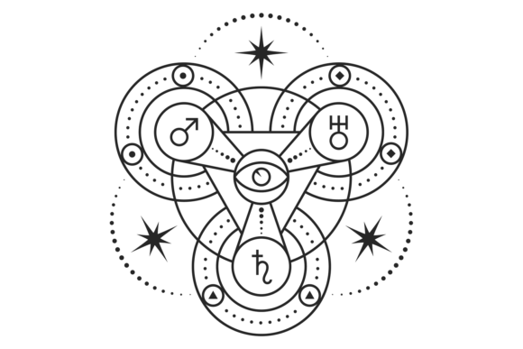 Download Occult Symbol with Astrological Signs. R - Symbol Collection